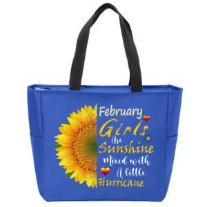 February Girls Are Sunshine Mixed Little Hurricane Sunflower Gift Zip Tote Bag