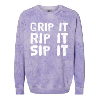 Funny Golf And Beer Grip It Rip It Sip It Gift Cool Gift Colorblast Crewneck Sweatshirt