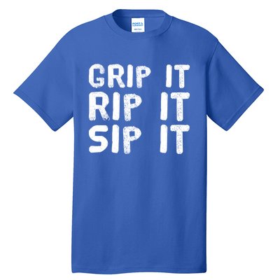 Funny Golf And Beer Grip It Rip It Sip It Gift Cool Gift Tall T-Shirt