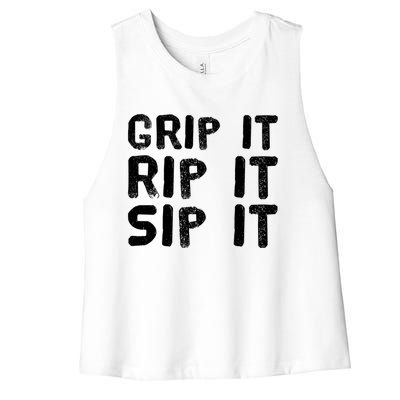 Funny Golf And Beer Grip It Rip It Sip It Gift Cool Gift Women's Racerback Cropped Tank