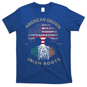 Funny Gift American Grown Irish Roots Ireland Flag Gift T-Shirt