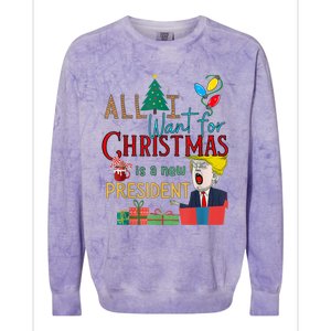 Funny Gifts All I Want For Christmas Is A New President Xmas Colorblast Crewneck Sweatshirt