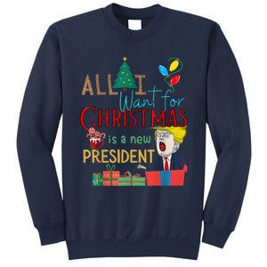 Funny Gifts All I Want For Christmas Is A New President Xmas Sweatshirt