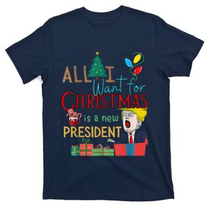 Funny Gifts All I Want For Christmas Is A New President Xmas T-Shirt