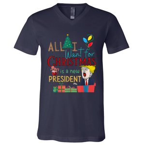 Funny Gifts All I Want For Christmas Is A New President Xmas V-Neck T-Shirt