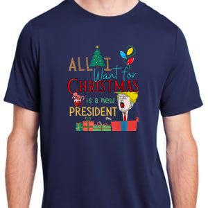 Funny Gifts All I Want For Christmas Is A New President Xmas Adult ChromaSoft Performance T-Shirt