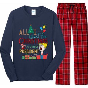 Funny Gifts All I Want For Christmas Is A New President Xmas Long Sleeve Pajama Set