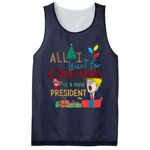 Funny Gifts All I Want For Christmas Is A New President Xmas Mesh Reversible Basketball Jersey Tank