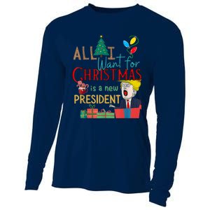 Funny Gifts All I Want For Christmas Is A New President Xmas Cooling Performance Long Sleeve Crew