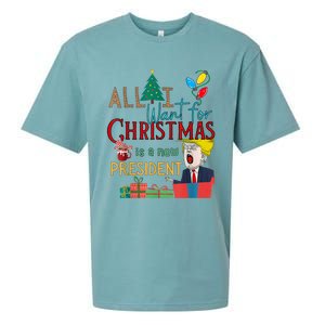 Funny Gifts All I Want For Christmas Is A New President Xmas Sueded Cloud Jersey T-Shirt