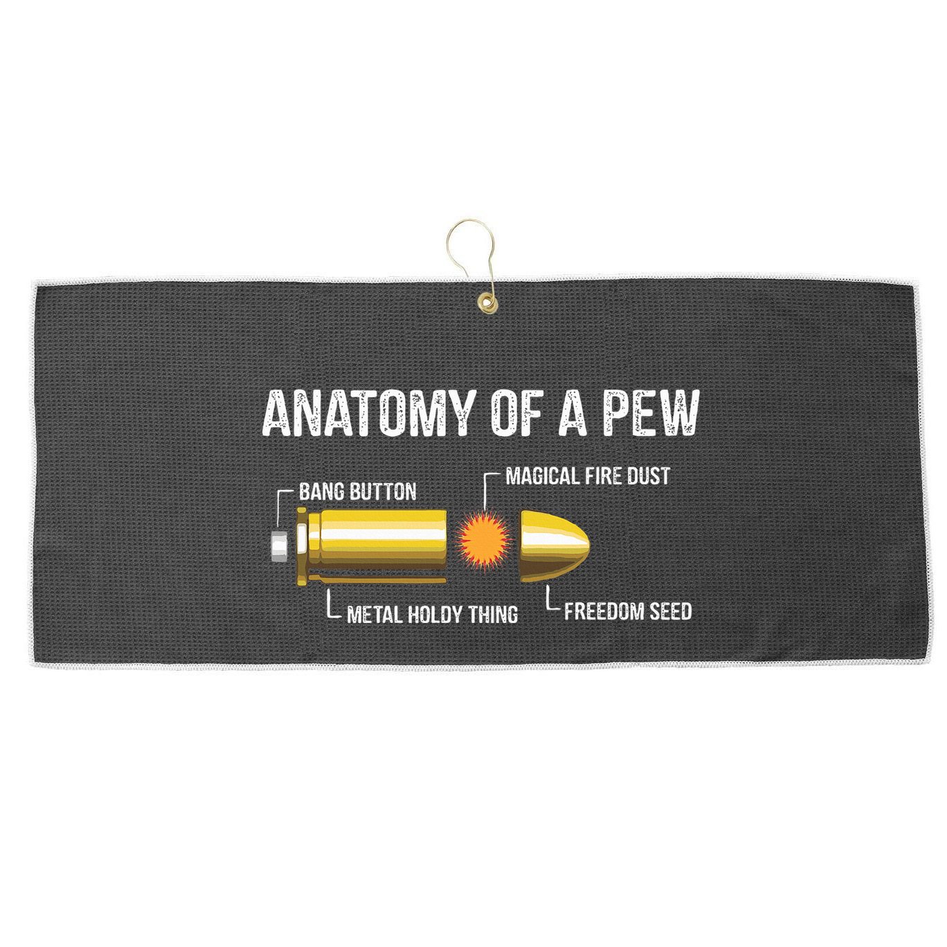 Funny Gun Ammo Bullet Gift  Anatomy Of A Pew  Large Microfiber Waffle Golf Towel