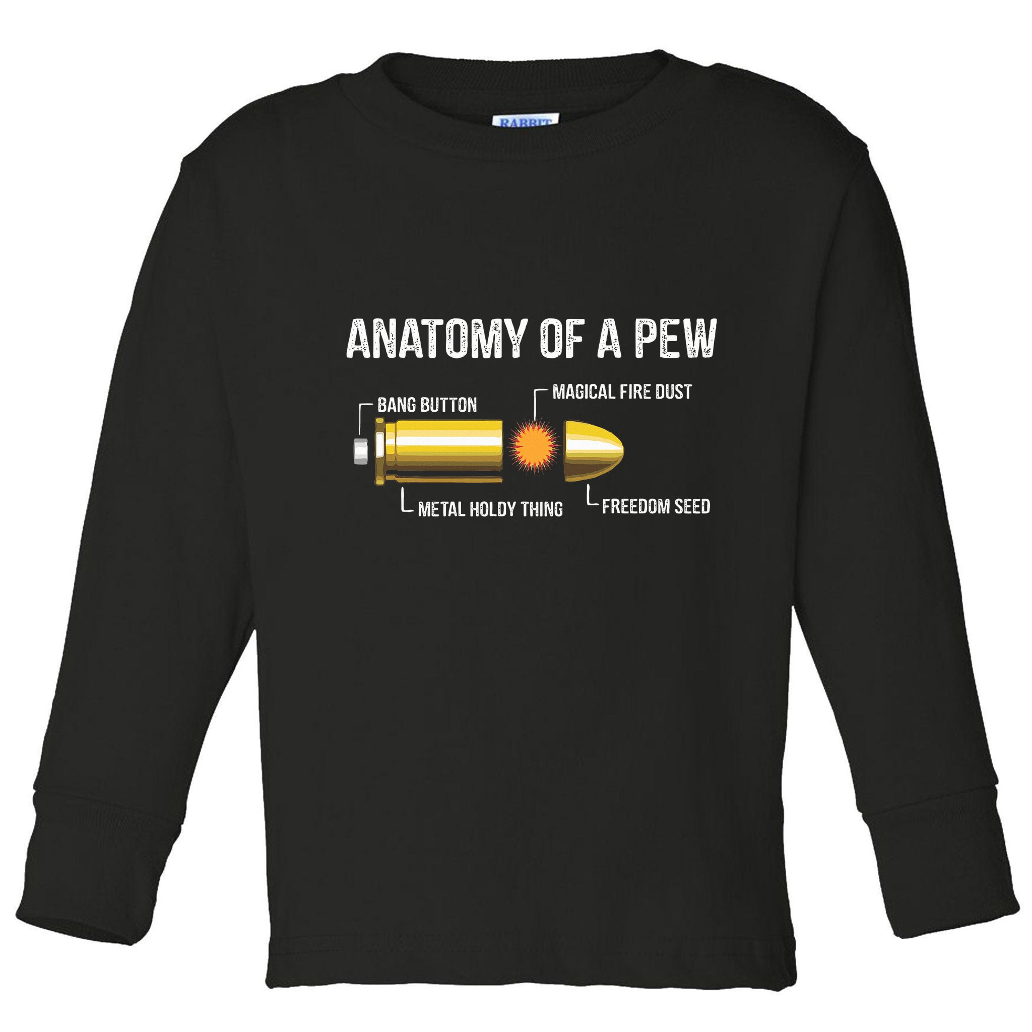 Funny Gun Ammo Bullet Gift  Anatomy Of A Pew  Toddler Long Sleeve Shirt