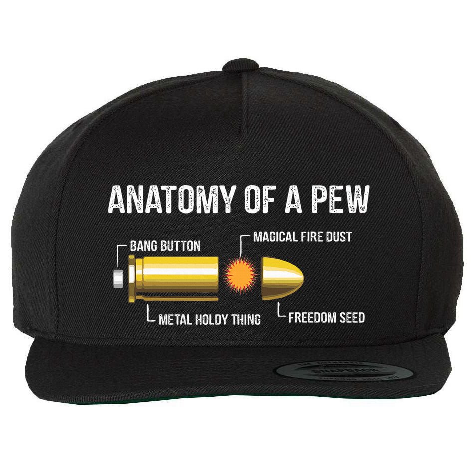 Funny Gun Ammo Bullet Gift  Anatomy Of A Pew  Wool Snapback Cap