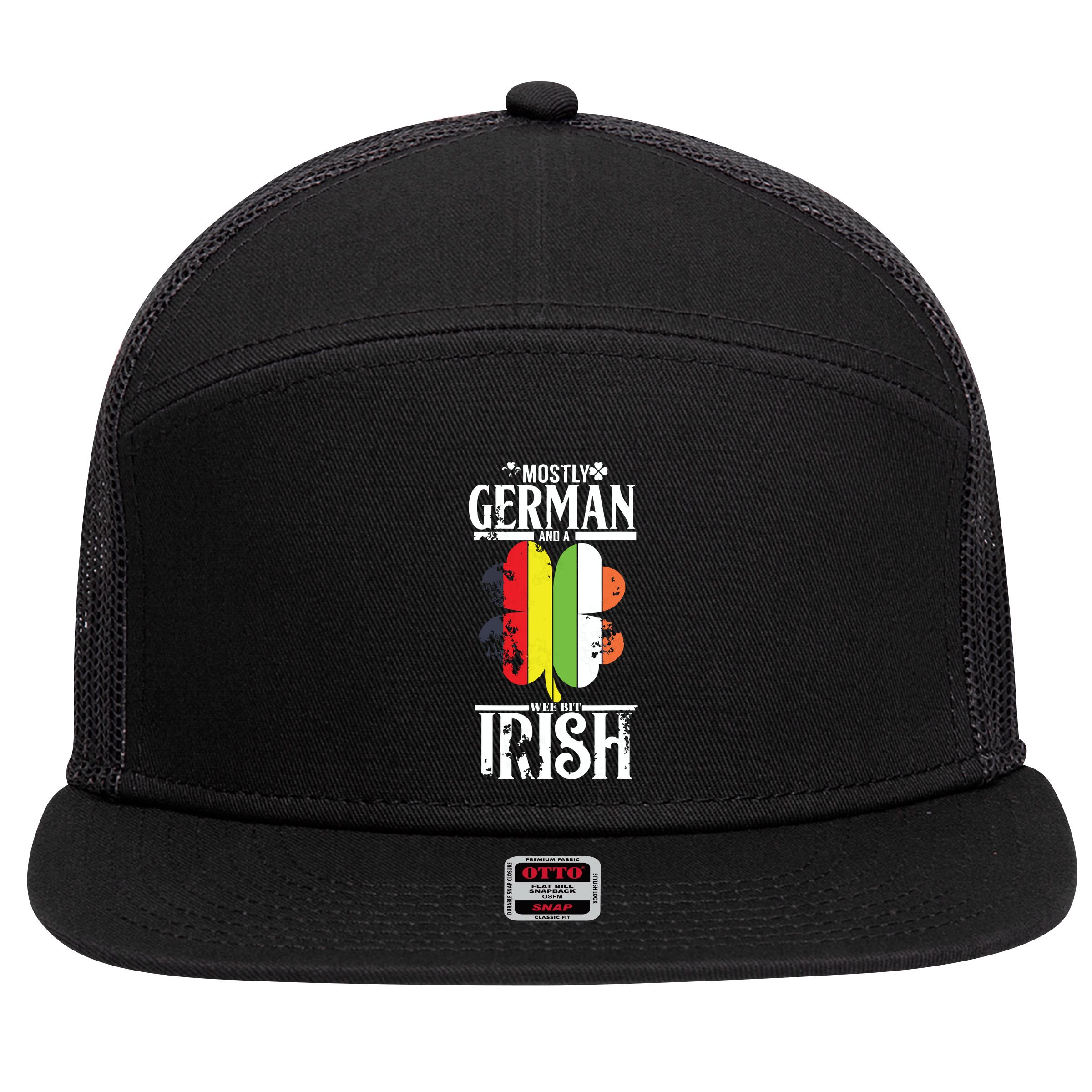 Funny German A Wee Bit Irish Pub Germany Gifts 7 Panel Mesh Trucker Snapback Hat