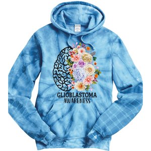 Floral Glioblastoma Awareness Month Brain Cancer Tie Dye Hoodie