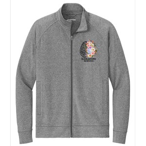 Floral Glioblastoma Awareness Month Brain Cancer Stretch Full-Zip Cadet Jacket