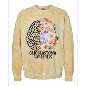 Floral Glioblastoma Awareness Month Brain Cancer Colorblast Crewneck Sweatshirt