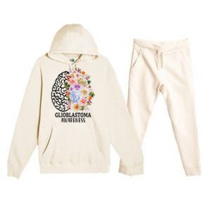 Floral Glioblastoma Awareness Month Brain Cancer Premium Hooded Sweatsuit Set