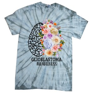 Floral Glioblastoma Awareness Month Brain Cancer Tie-Dye T-Shirt