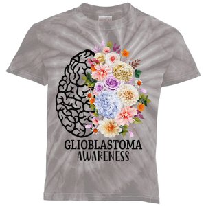 Floral Glioblastoma Awareness Month Brain Cancer Kids Tie-Dye T-Shirt