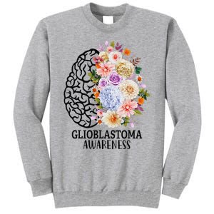 Floral Glioblastoma Awareness Month Brain Cancer Tall Sweatshirt