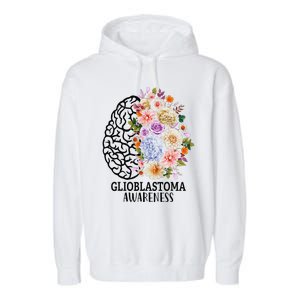 Floral Glioblastoma Awareness Month Brain Cancer Garment-Dyed Fleece Hoodie