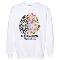 Floral Glioblastoma Awareness Month Brain Cancer Garment-Dyed Sweatshirt