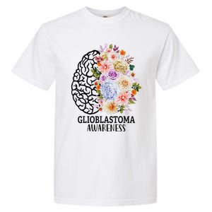 Floral Glioblastoma Awareness Month Brain Cancer Garment-Dyed Heavyweight T-Shirt