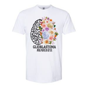 Floral Glioblastoma Awareness Month Brain Cancer Softstyle CVC T-Shirt