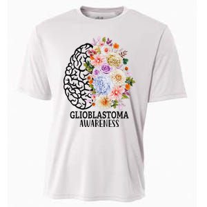 Floral Glioblastoma Awareness Month Brain Cancer Cooling Performance Crew T-Shirt