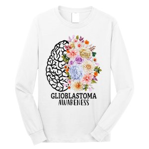 Floral Glioblastoma Awareness Month Brain Cancer Long Sleeve Shirt