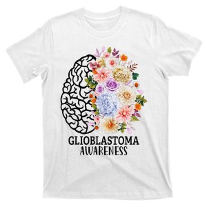 Floral Glioblastoma Awareness Month Brain Cancer T-Shirt