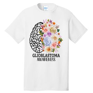 Floral Glioblastoma Awareness Month Brain Cancer Tall T-Shirt