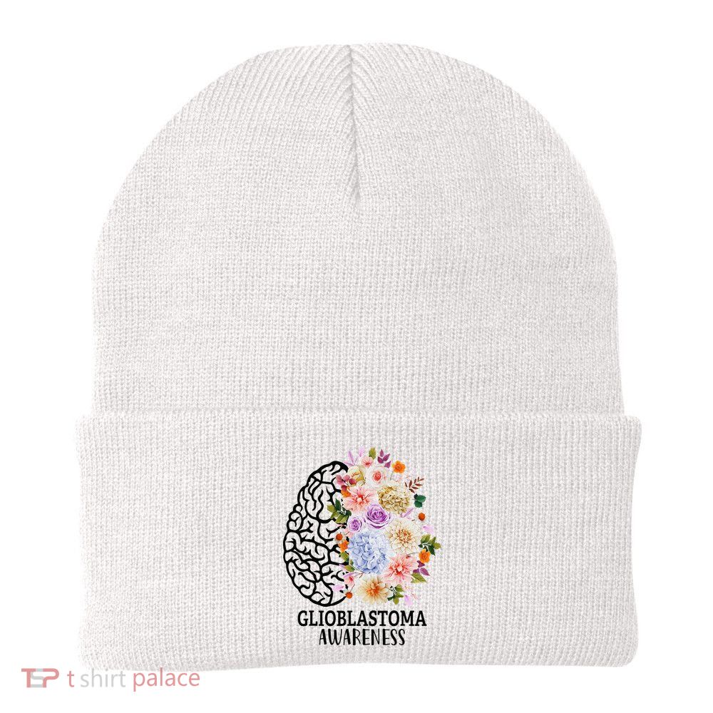 Floral Glioblastoma Awareness Month Brain Cancer Beanie