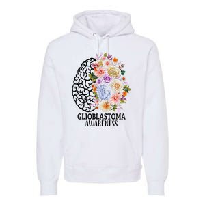 Floral Glioblastoma Awareness Month Brain Cancer Premium Hoodie