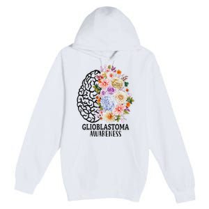 Floral Glioblastoma Awareness Month Brain Cancer Premium Pullover Hoodie