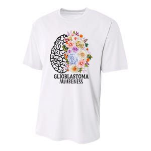 Floral Glioblastoma Awareness Month Brain Cancer Youth Performance Sprint T-Shirt