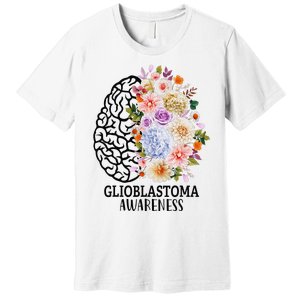 Floral Glioblastoma Awareness Month Brain Cancer Premium T-Shirt