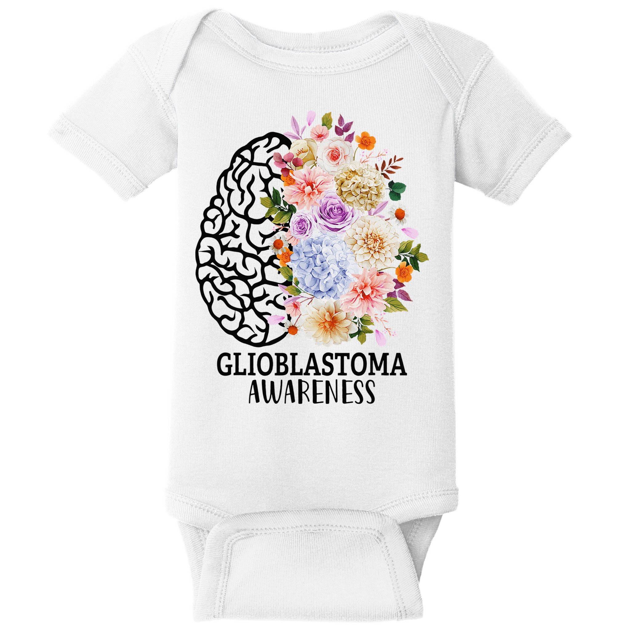 Floral Glioblastoma Awareness Month Brain Cancer Baby Bodysuit