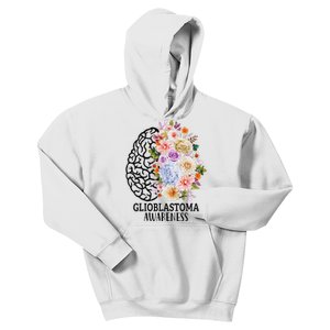 Floral Glioblastoma Awareness Month Brain Cancer Kids Hoodie