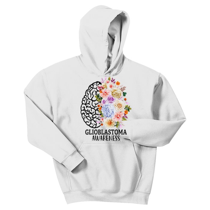 Floral Glioblastoma Awareness Month Brain Cancer Kids Hoodie