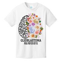 Floral Glioblastoma Awareness Month Brain Cancer Kids T-Shirt