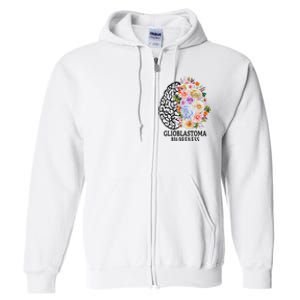 Floral Glioblastoma Awareness Month Brain Cancer Full Zip Hoodie