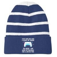 Funny Gamer Art For Gaming Gamer Video Game Lover Striped Beanie with Solid Band