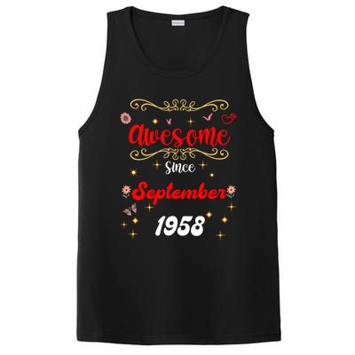 Funny Gift Awesome Since September 1958 Birthday Flowers & Butterflies PosiCharge Competitor Tank