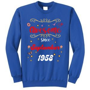 Funny Gift Awesome Since September 1958 Birthday Flowers & Butterflies Sweatshirt