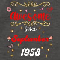 Funny Gift Awesome Since September 1958 Birthday Flowers & Butterflies Vector Backpack