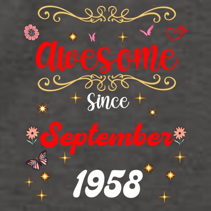 Funny Gift Awesome Since September 1958 Birthday Flowers & Butterflies Vector Backpack