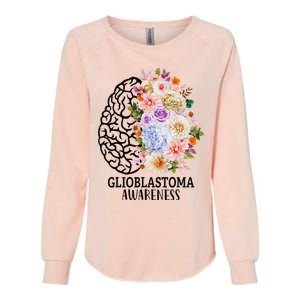 Floral Glioblastoma Awareness Month Brain Cancer Womens California Wash Sweatshirt