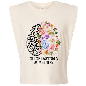 Floral Glioblastoma Awareness Month Brain Cancer Garment-Dyed Women's Muscle Tee